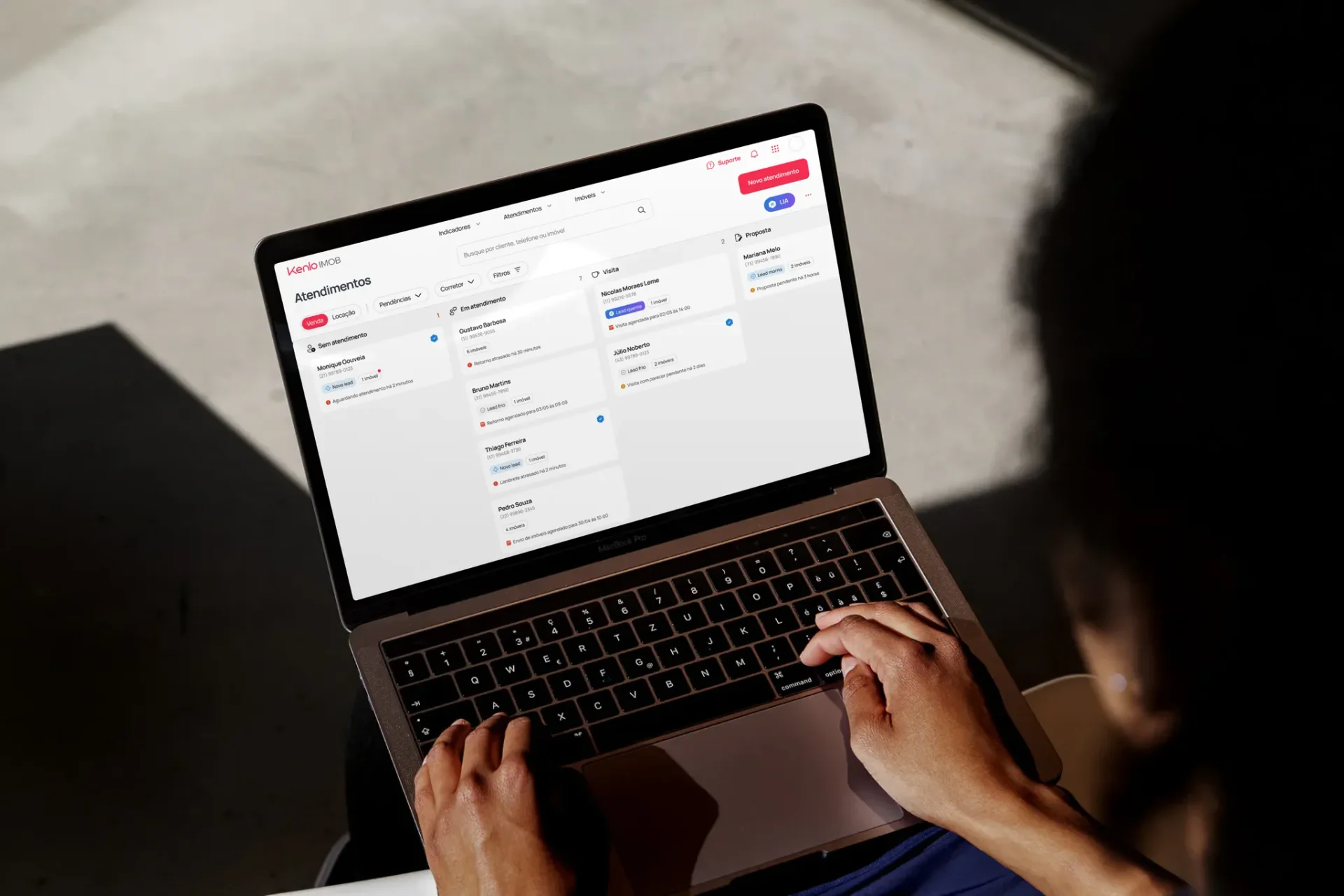 Interface of Kenlo's unified CRM showing the service pipeline